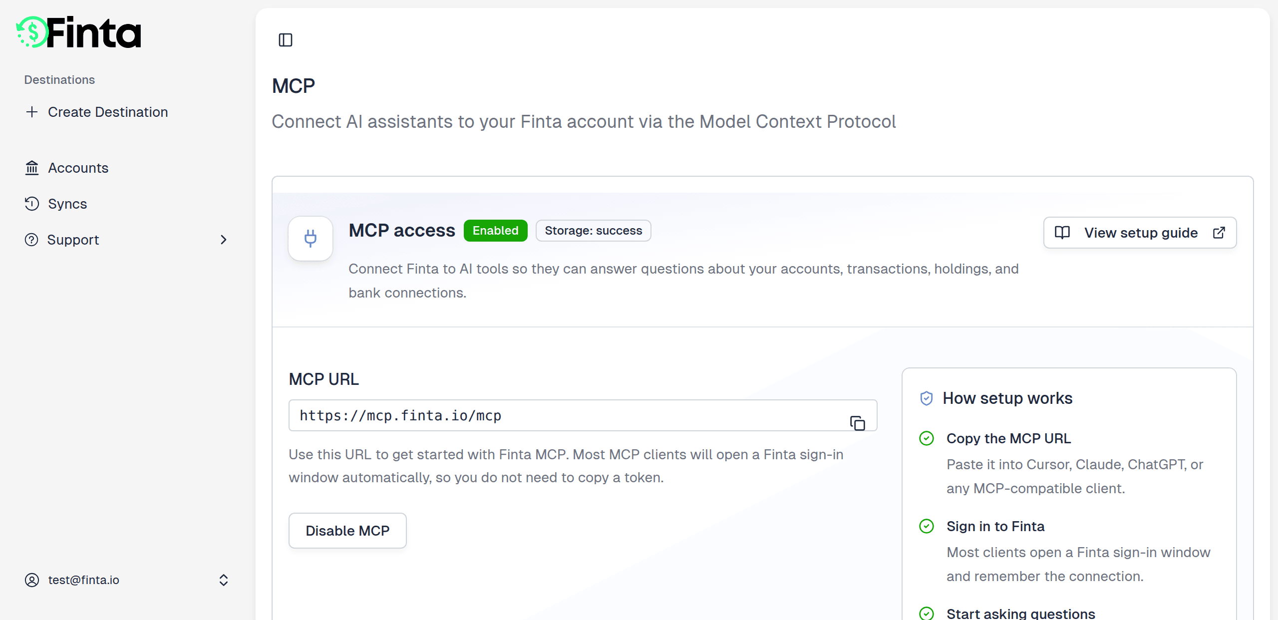Finta MCP is in Beta