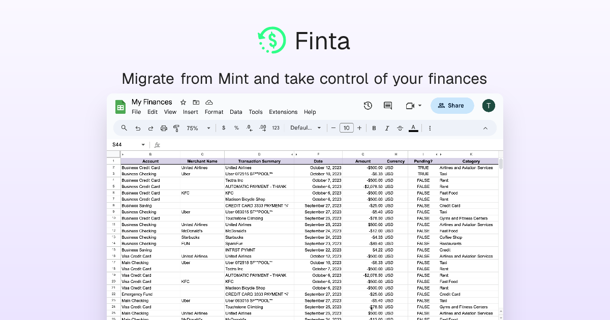 Make the Switch from Mint to Finta.io | Finta